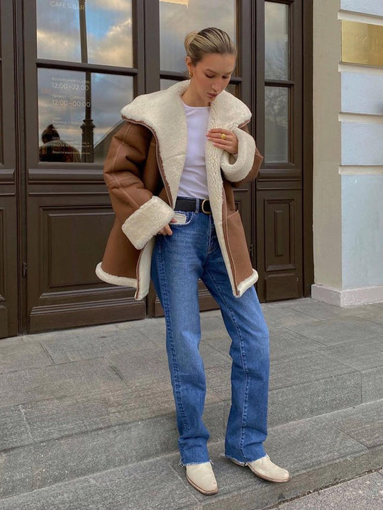 Street-wave Ultra Warm Faux Shearling Coat For Women With Plush Lining And Luxe Look