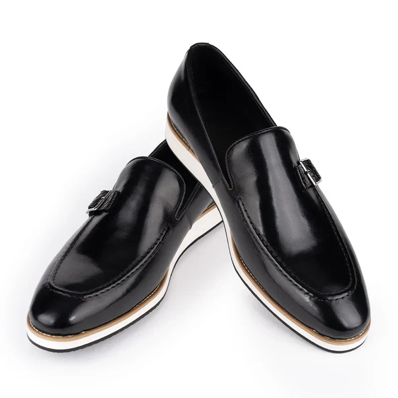 Street-Wave Luxury Leather Mens Loafers With Monk Strap Buckle Premium Cowhide For Stylish Professionals