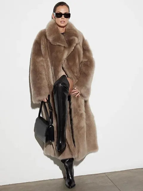 Street Wave Long Winter Coat For Women Soft Texture Classic Fit Cold Weather Warmth