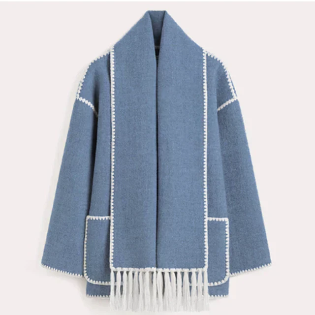 Street-wave Women's Coat With Chic Scarf For Elegant Comfort And Modern Everyday Style