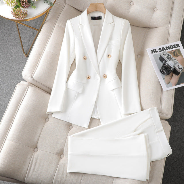 Street-wave White Blazer And Trouser Suit For Women Professionals Timeless Elegance With Modern Twist
