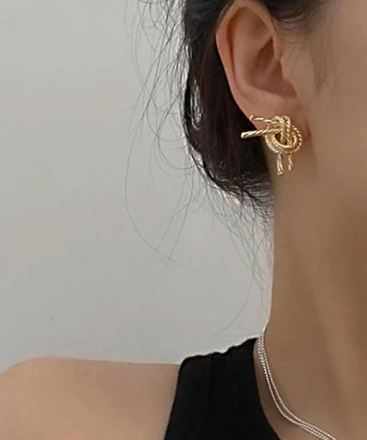 Boucles d'oreilles à tige Love modernes en or et cuivre doré - Street-Wave