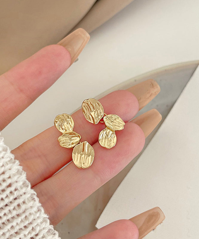 Boucles d'oreilles à tige modernes en argent sterling doré - Street-Wave