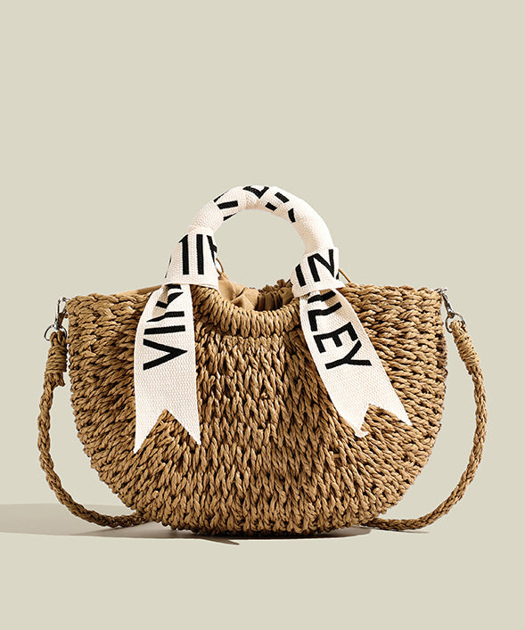 Sac fourre-tout moderne en paille tissée solide et durable kaki - Street-Wave