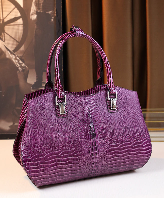 Sac fourre-tout moderne en cuir de veau violet de grande capacité - Street-Wave