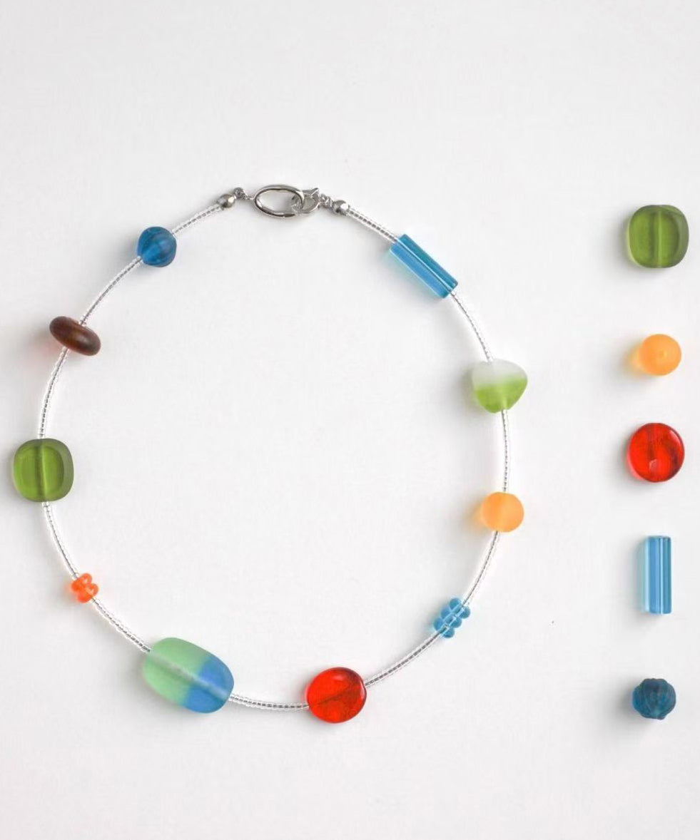 Collier de perles asymétriques en alliage arc-en-ciel moderne avec perles graduées - Street-Wave