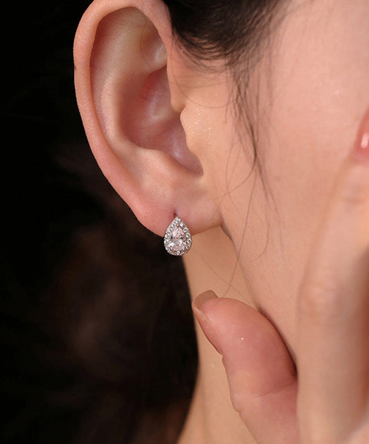 Boucles d'oreilles créoles modernes en argent sterling et zircon en forme de goutte d'eau - Street-Wave