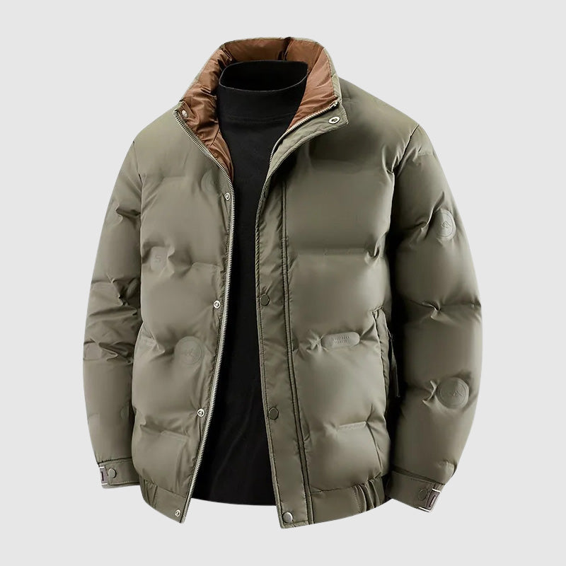 Street-Wave Modern Casual Thick Down Puffer Jacket For Men With Zipper Pockets Relaxed Fit Winter