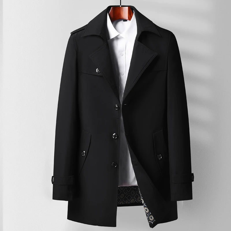 Street-Wave Modern Classic Men's Trench Coat in Beige with Heritage Tailoring and Modern Urban Silhouette