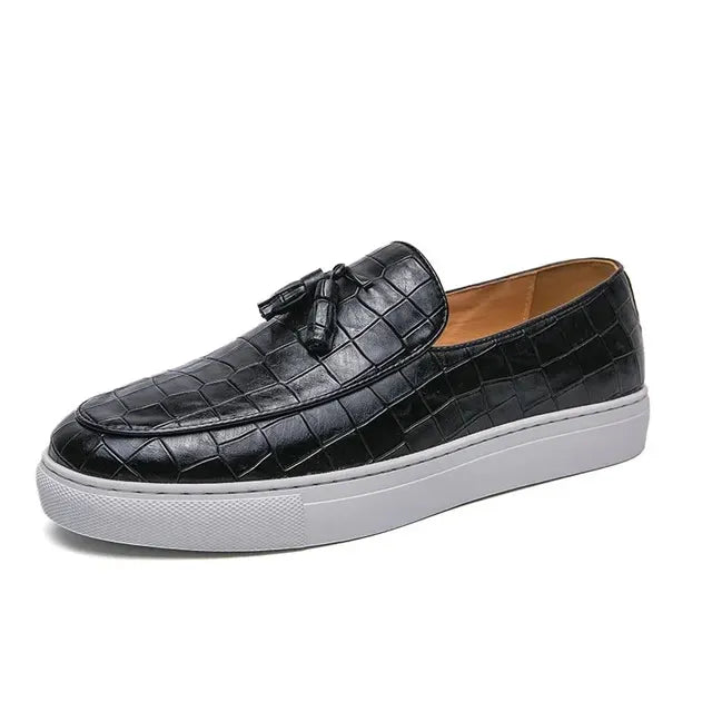 Street Wave Leather Loafers For Teens Low Cut Design Cushioned Comfort Stylish Tassel Shoes