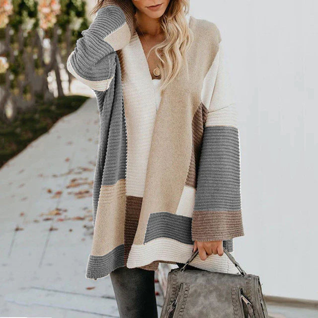 Street Wave Women Color Block Cardigan Cozy Knit Sweater For Everyday Comfort And Style