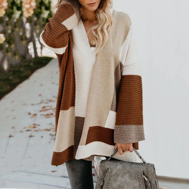 Street Wave Women Color Block Cardigan Cozy Knit Sweater For Everyday Comfort And Style