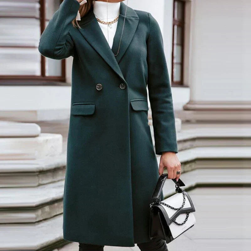 Street-wave Long Autumn Coat For Women With Classic Button Closure And Luxurious Comfort