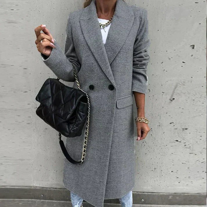 Street-Wave Luxus Tweed Coat For Women Elegant Long Wool Blend Outerwear With Classic Button Front