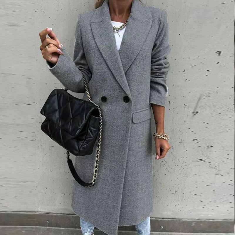 Street-wave Long Autumn Coat For Women With Classic Button Closure And Luxurious Comfort