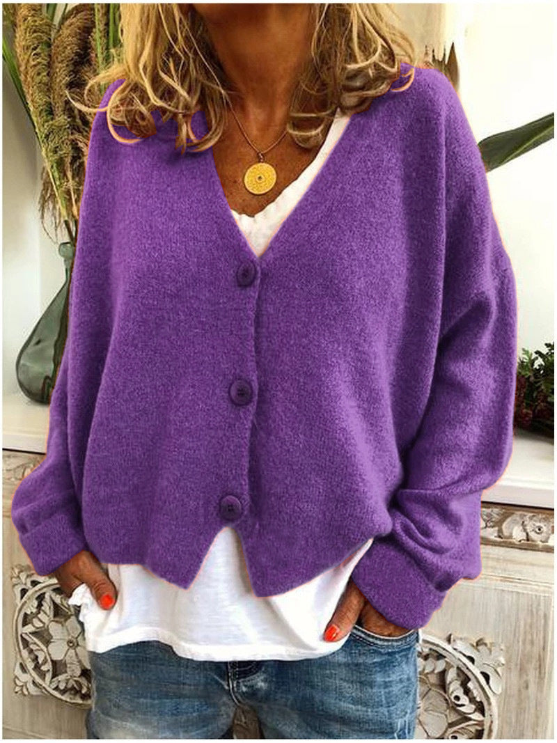 Women's Cozy Knit Cardigan with Open Front and Long Sleeves