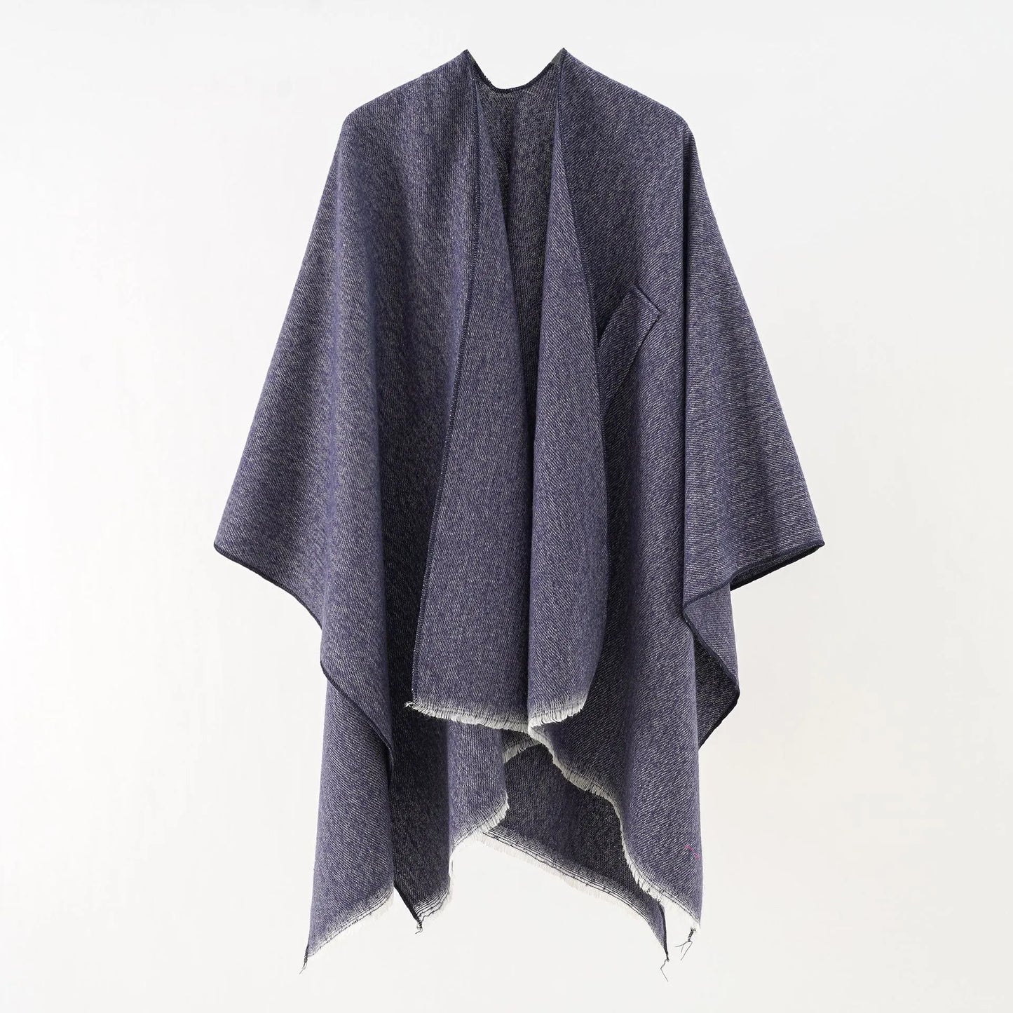 Street-wave Cashmere Poncho With Band Detail Retro Chic Winter Wrap For Style Conscious Adults