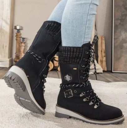 Streetwave Knit Ankle Boots With Laces Zip Strap For Women Trendy Durable Style Chic