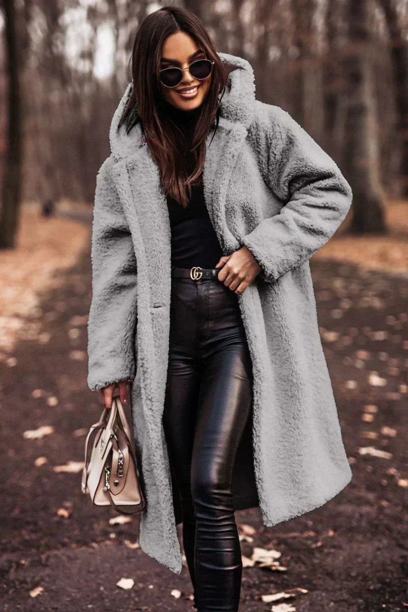 Streetwave Long Teddy Coat For Women Warm Winter Style Cozy Shearling Look Premium Quality