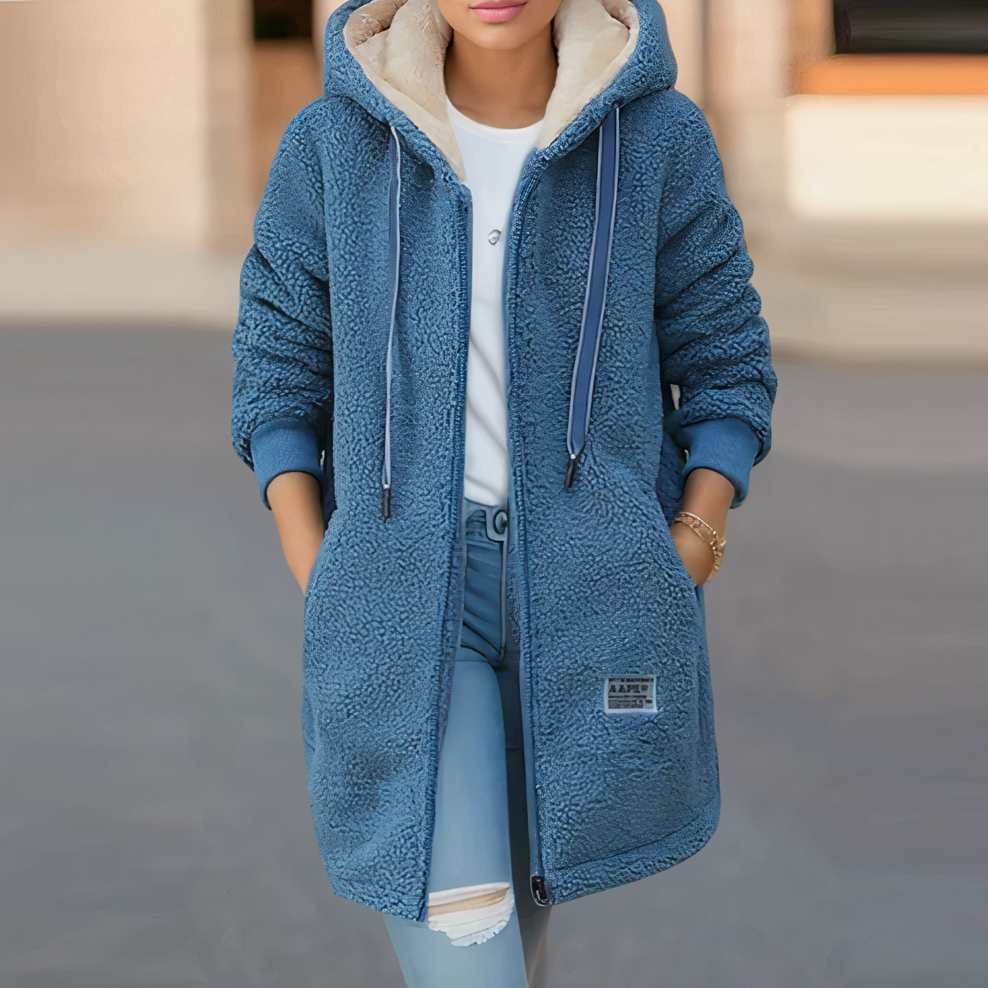 Street Wave Womens Fleece Jacket With Hood Warm Cozy Soft Winter Outerwear For Cold Days