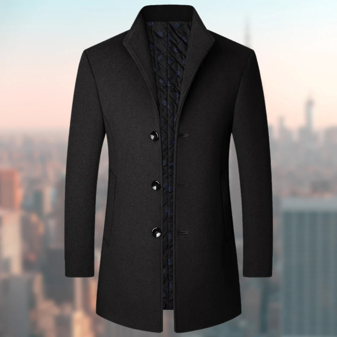 Mens Long Wool Coat Nikolaos by Street-wave - Elegant Winter Overcoat for Stylish Men