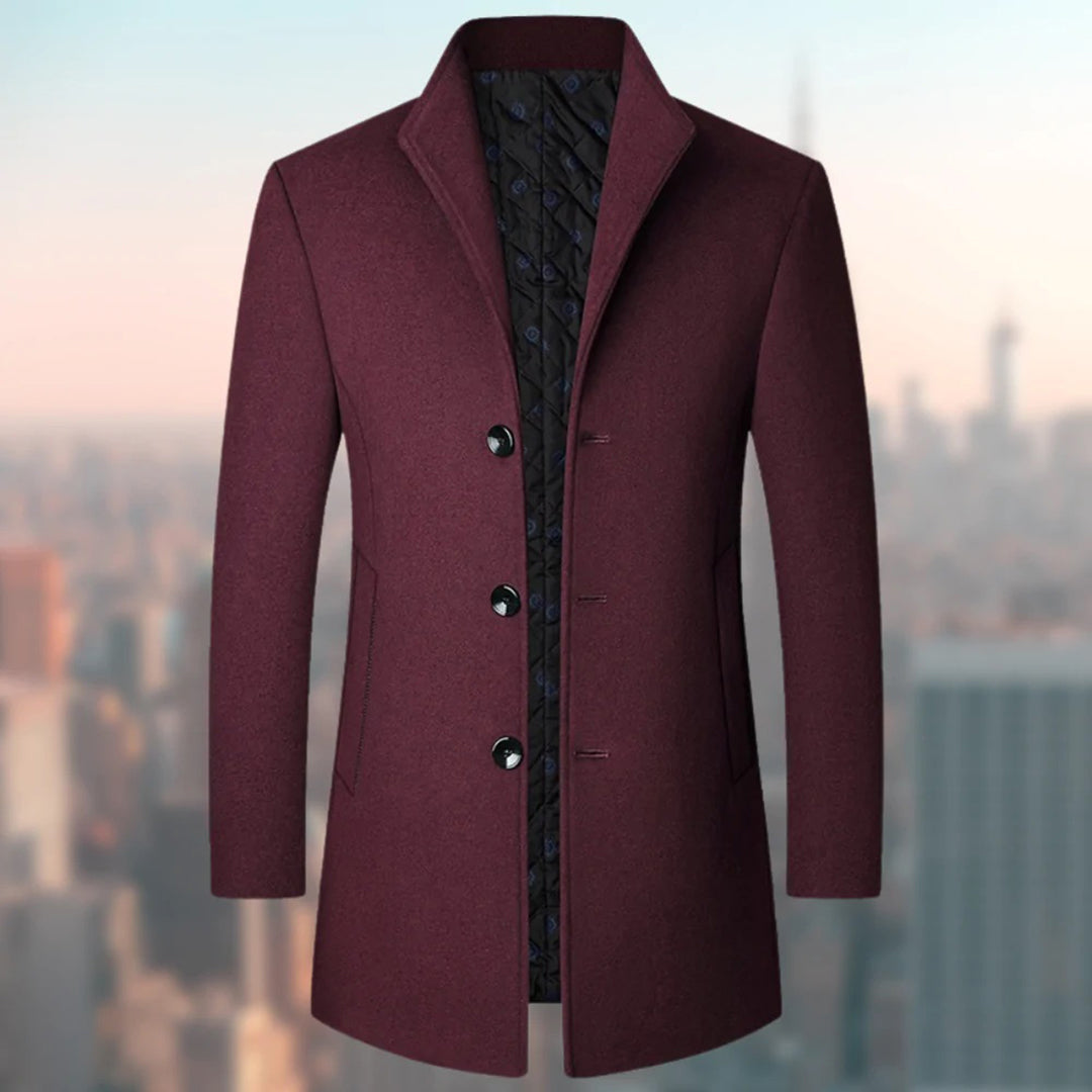 Mens Long Wool Coat Nikolaos by Street-wave - Elegant Winter Overcoat for Stylish Men