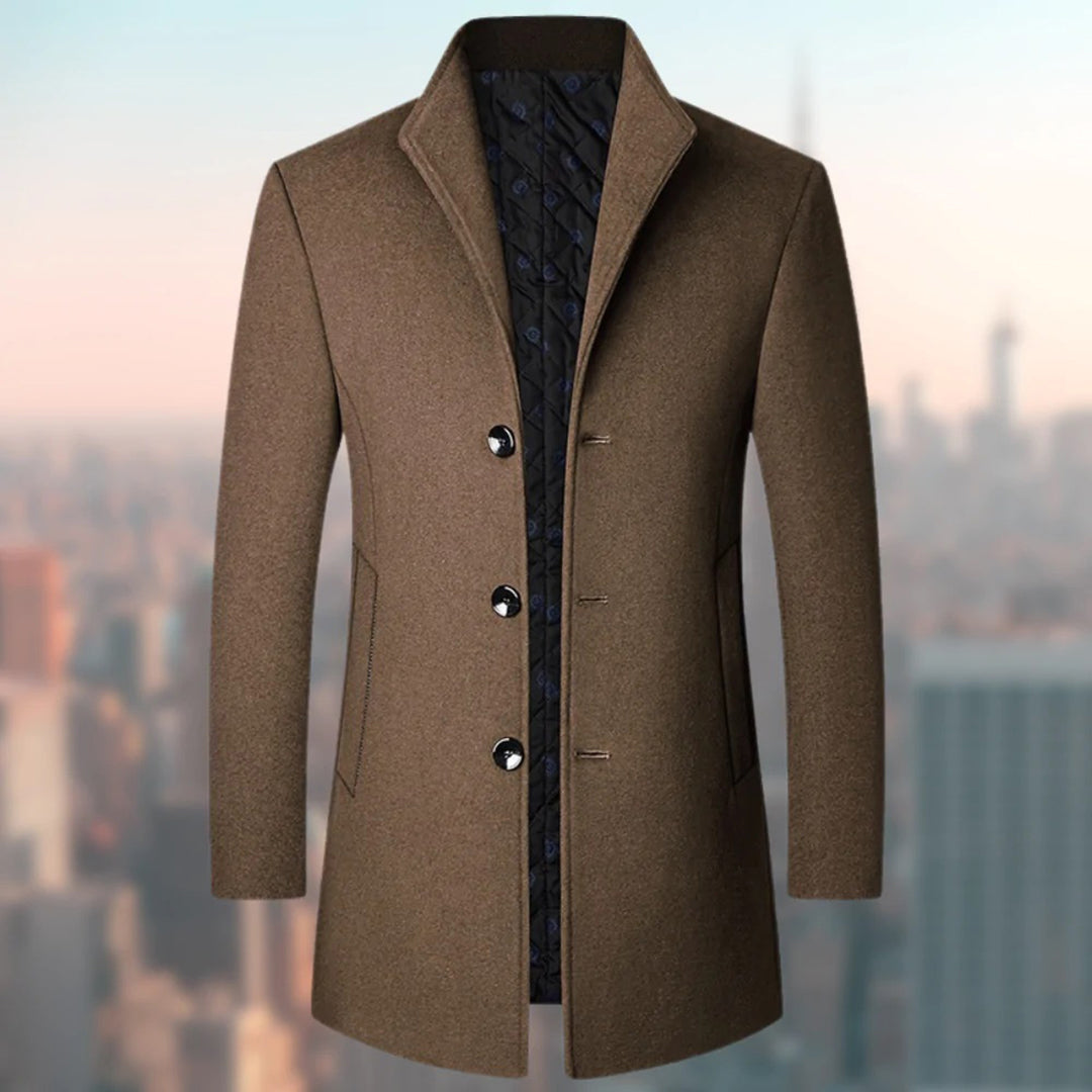 Mens Long Wool Coat Nikolaos by Street-wave - Elegant Winter Overcoat for Stylish Men