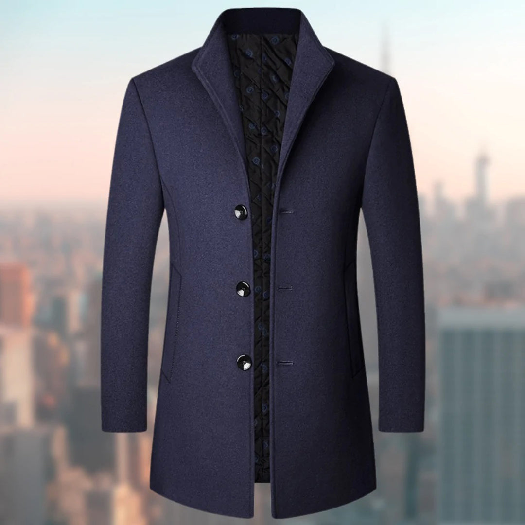 Mens Long Wool Coat Nikolaos by Street-wave - Elegant Winter Overcoat for Stylish Men