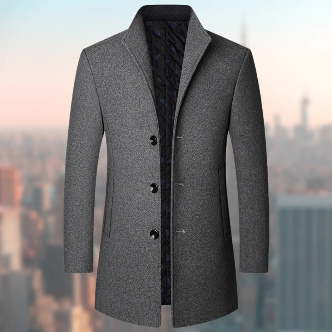 Mens Long Wool Coat Nikolaos by Street-wave - Elegant Winter Overcoat for Stylish Men