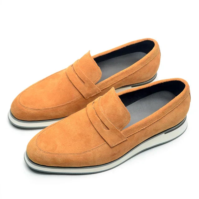 Streetwave Men's Natural Cow Suede Penny Loafers Handcrafted Luxury Comfort Black