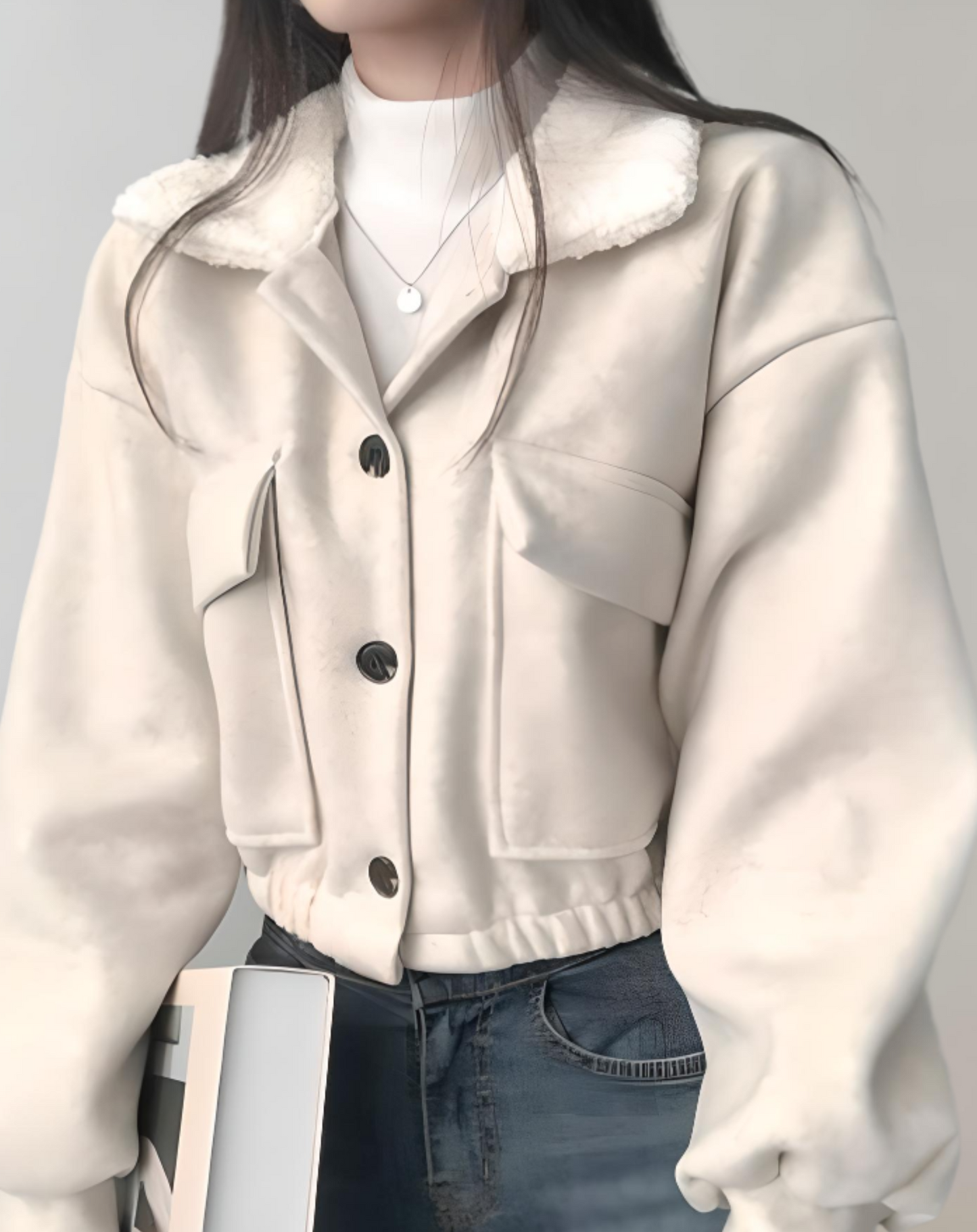 Street Wave Coat For Women Effortless Chic Faux Fur Collar Warm All Season Comfort