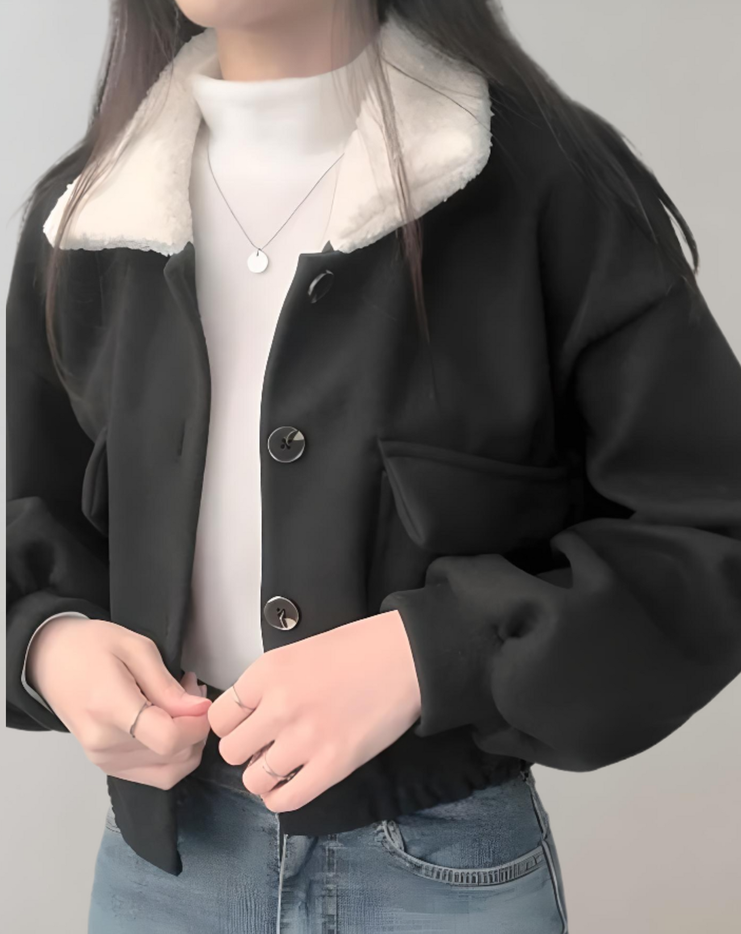 Street Wave Coat For Women Effortless Chic Faux Fur Collar Warm All Season Comfort