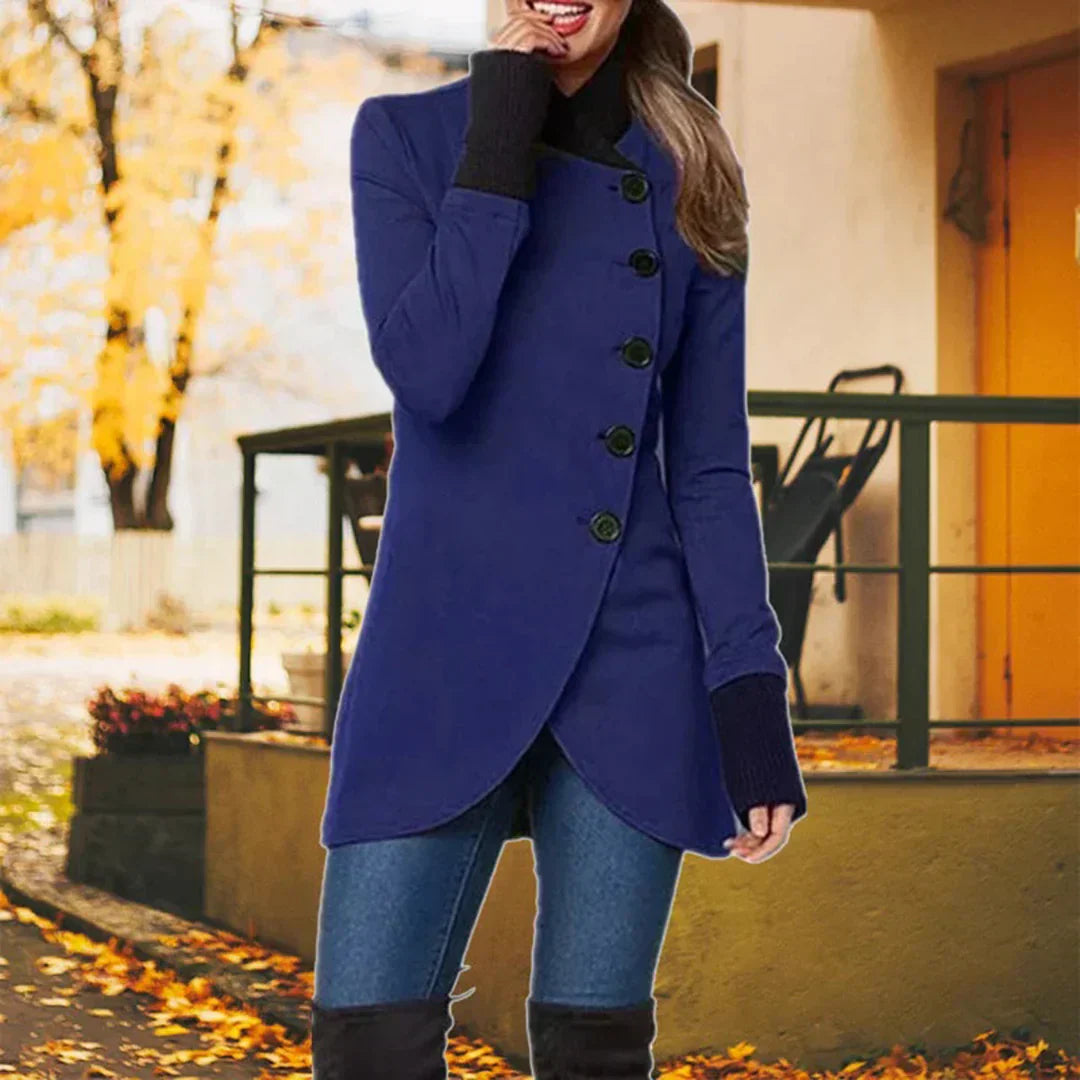 Street-wave Womens Elegant Button-Front Coat For Modern Chic Everyday All-Season Outerwear