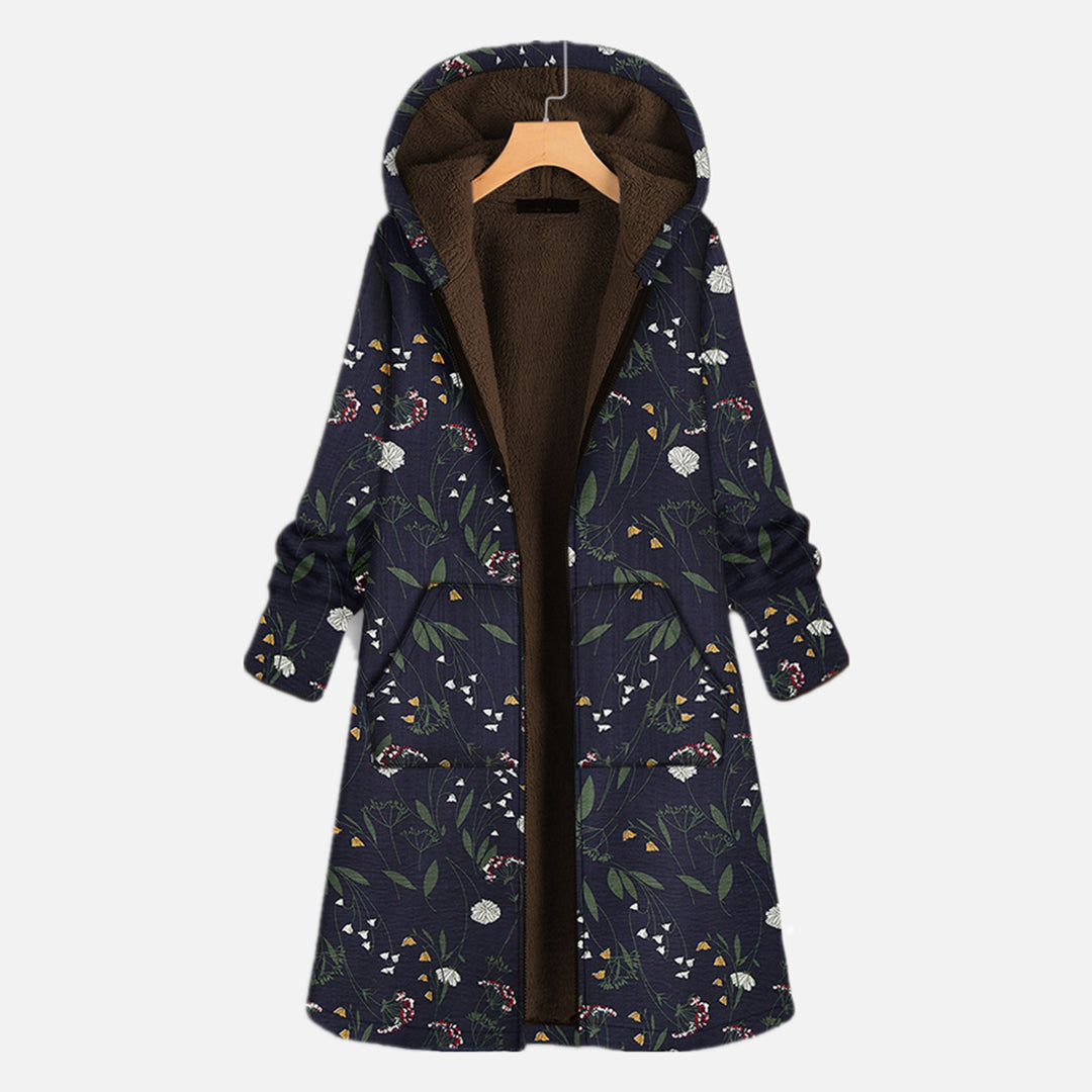 Streetwave Floral Hooded Jacket For Women Warm Sherpa Lined Cozy Outerwear For All Seasons
