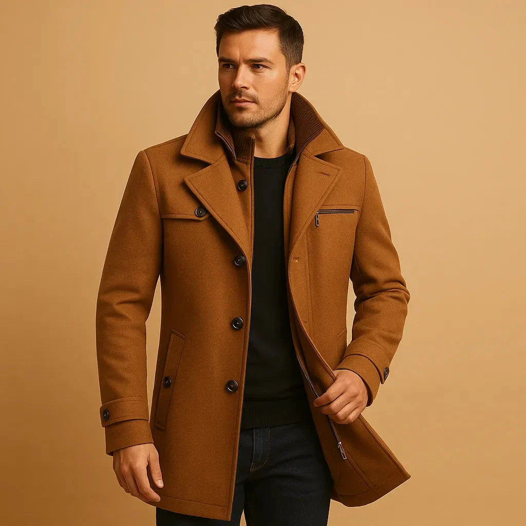 Street-Wave Neil Classic Wool Winter Coat For Men With Tailored Fit And Structured Shoulders