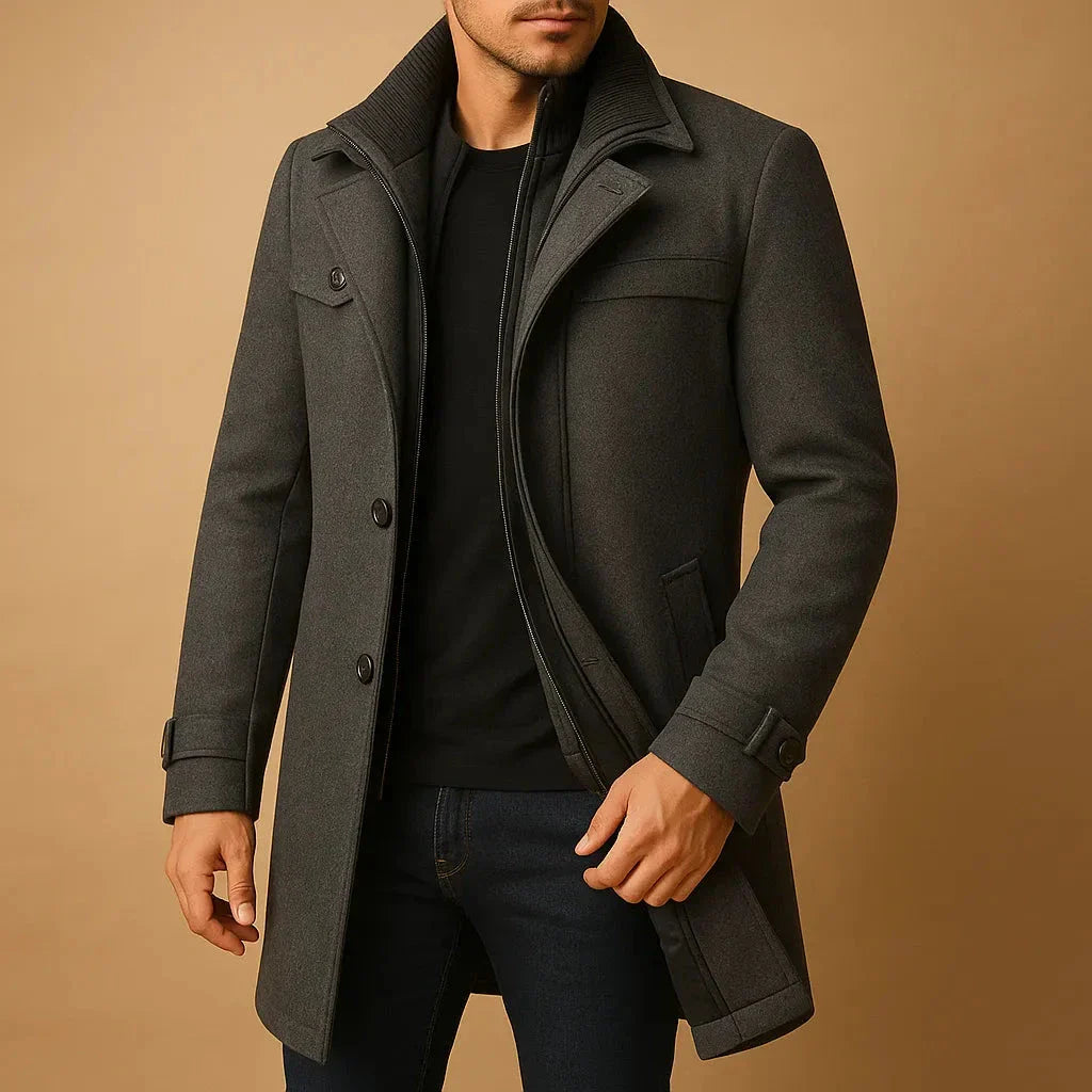 Street-Wave Neil Classic Wool Winter Coat For Men With Tailored Fit And Structured Shoulders