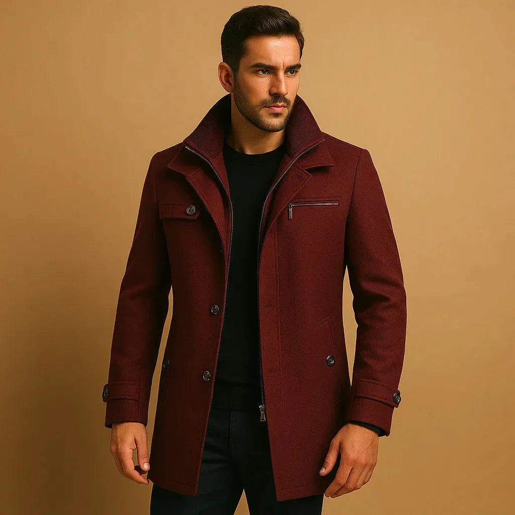 Street-Wave Neil Classic Wool Winter Coat For Men With Tailored Fit And Structured Shoulders