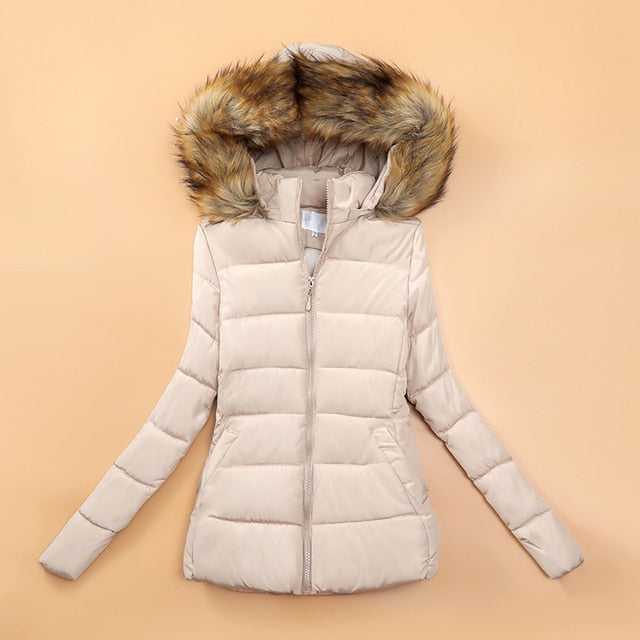 Street-wave Women's Winter Puffer Jacket With Faux Fur Collar For Warmth And Style