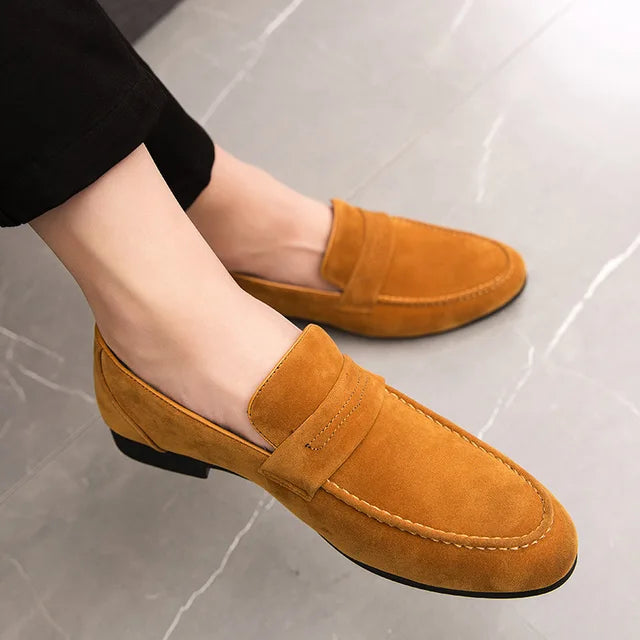 LuxoSchuh Men's Suede Leather Slip On Loafers Breathable Comfort For Modern Men