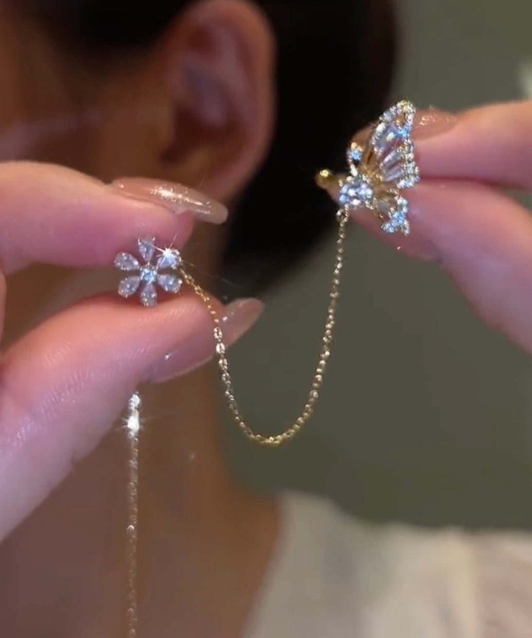 Nouvelle arrivée de boucles d'oreilles à clip papillon en cristal brillant - Street-Wave