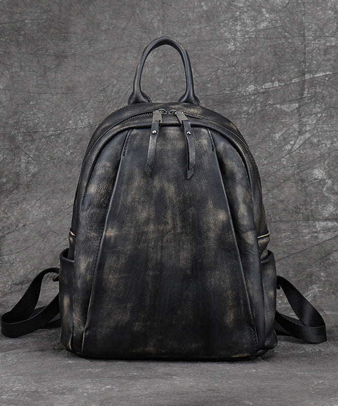 Nouveau sac à dos polyvalent en cuir de veau noir de grande capacité - Street-Wave