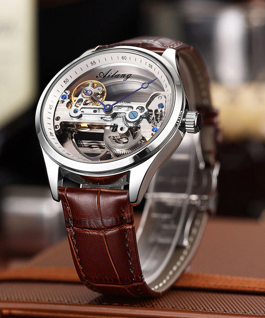 Nouvelle montre étanche en cuir marron ajouré - Street-Wave