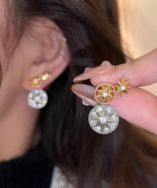 Nouvelles boucles d'oreilles à tige en forme d'étoile à huit branches en cuivre colorblock - Street-Wave