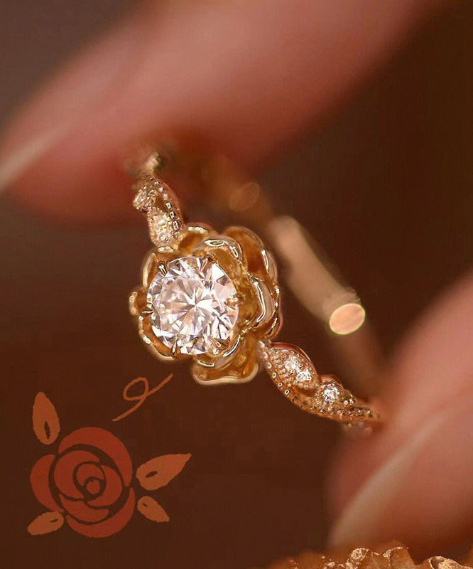 Nouvelles bagues en alliage d'or avec pierres précieuses incrustées de zircons roses - Street-Wave