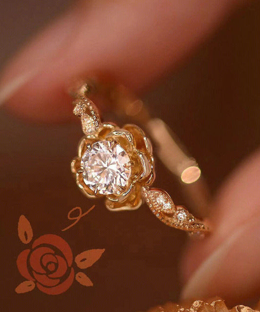 Nouvelles bagues en alliage d'or avec pierres précieuses incrustées de zircons roses - Street-Wave