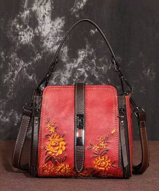Nouveau sac à bandoulière polyvalent en cuir de veau rouge gaufré - Street-Wave