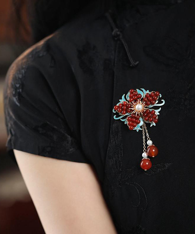 Nouvelles broches à pampilles en argent sterling rouge surdoré avec perles et cristaux - Street-Wave
