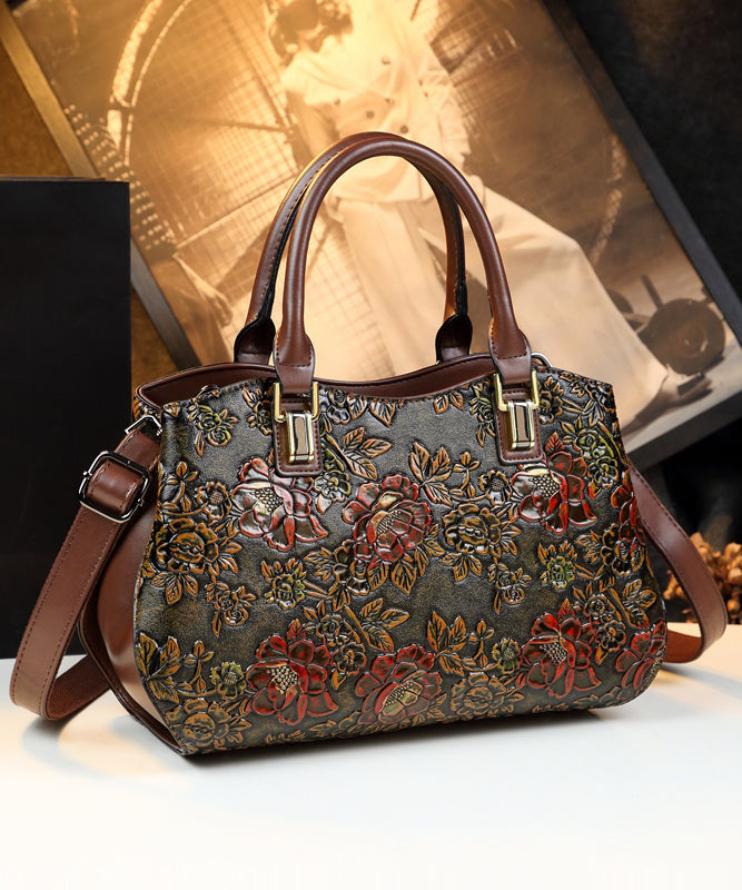 Nouveaux sacs à main rétro marron gaufrés solides et durables pour femmes - Street-Wave