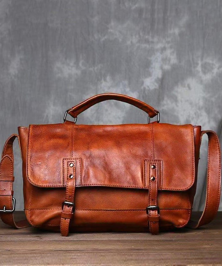 Nouveau sac messager rétro en cuir marron solide et durable - Street-Wave