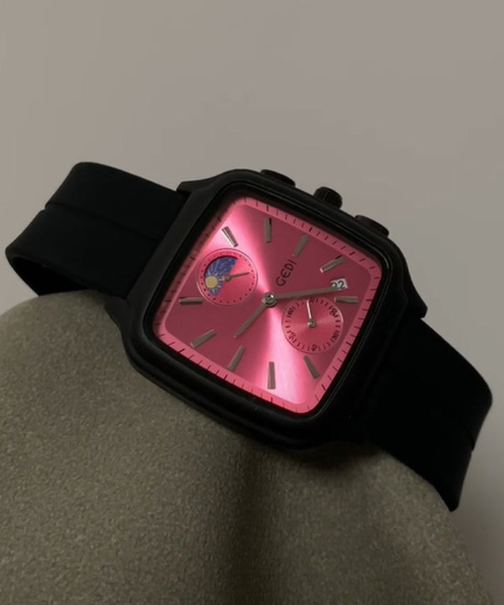 Nouvelles montres carrées à mouvement à quartz en acier inoxydable rose - Street-Wave